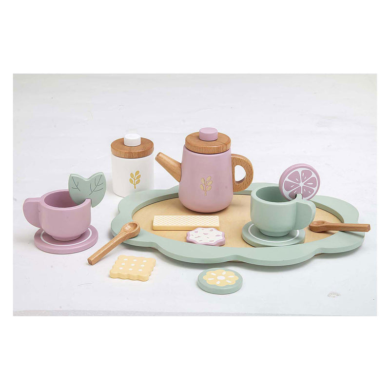 Houten Theeservies Pastel, 17dlg.