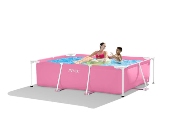 Intex 28266NP Metal Frame Opbouwzwembad Rechthoekig Roze 220x150x60cm