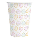 Papieren Bekers 210ml Watercolors Hearts - 8st.