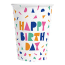 Papieren Bekers 210ml Happy Birthday - 8st.