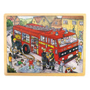 Bigjigs Houten Legpuzzel Brandweerauto - 24st.