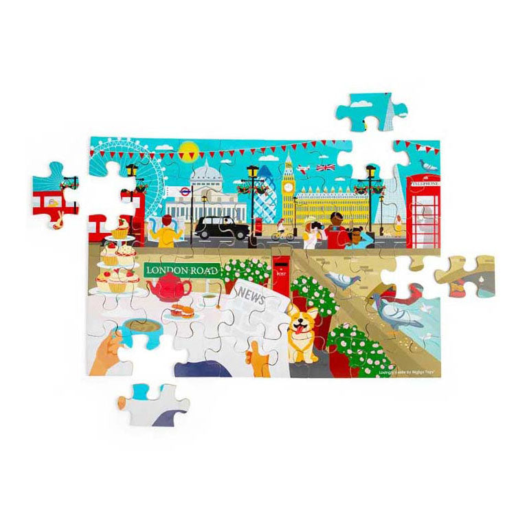 Bigjigs Houten Londen Stad Vloerpuzzel, 48st.