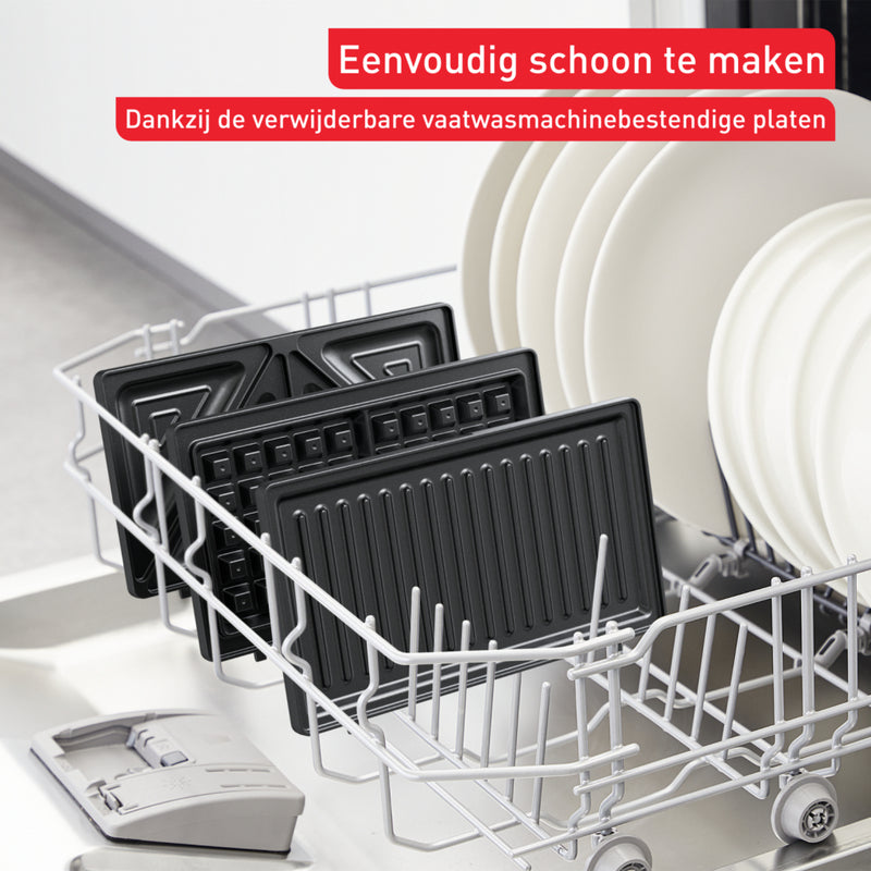 Tefal SW383D UltraCompact Wafel-Tosti-IJzer &amp; Contactgrill RVS/Zwart
