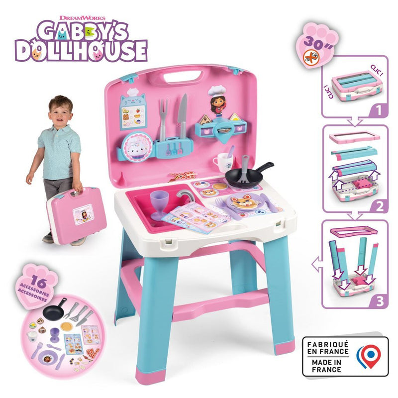 Smoby Gabby's Poppenhuis Speelkeuken in Koffer, 16dlg.