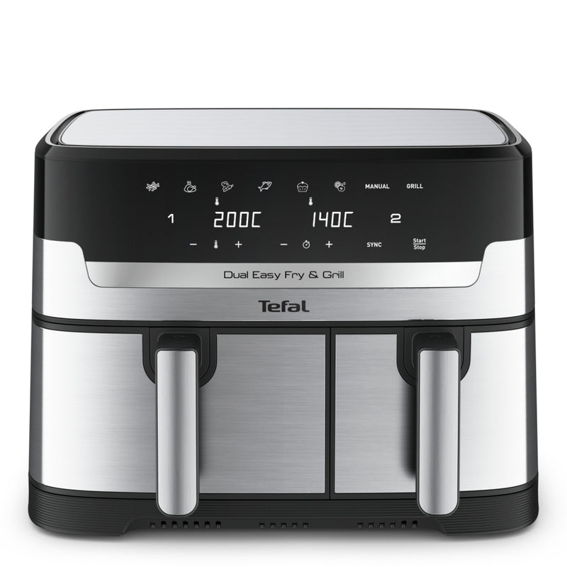Tefal EY905D Easy Fry &amp; Grill Dual Heteluchtfriteuse 8.3L 2700W RVS/Zwart
