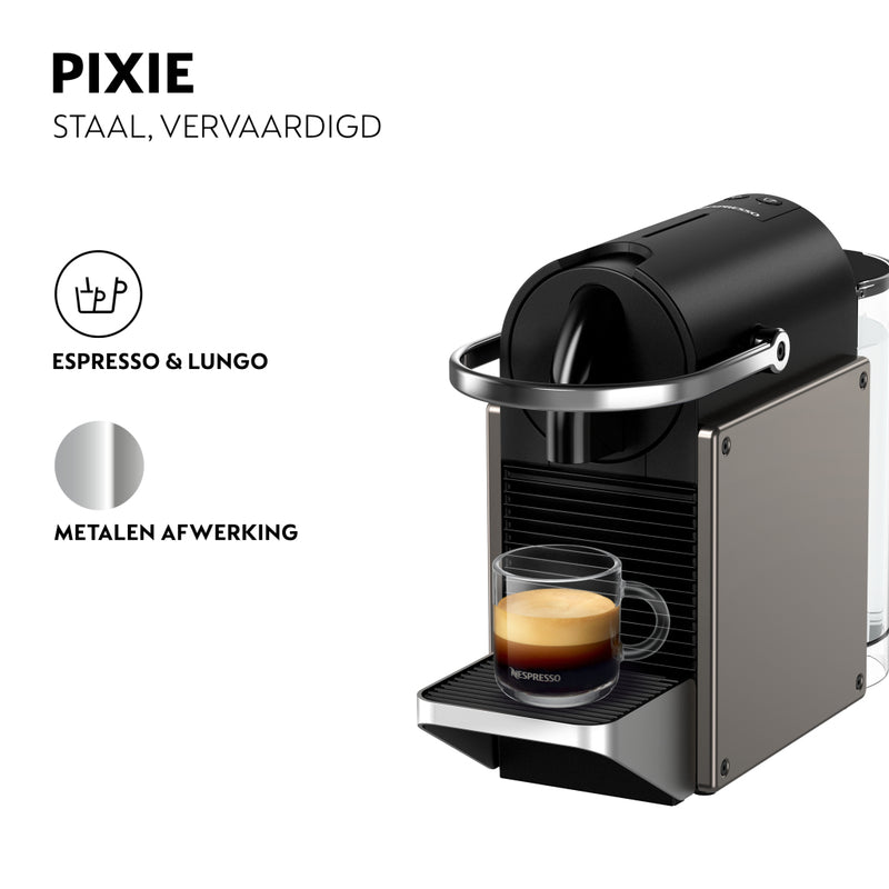 Krups XN306T Pixie Koffiecupmachine Zwart/Titanium