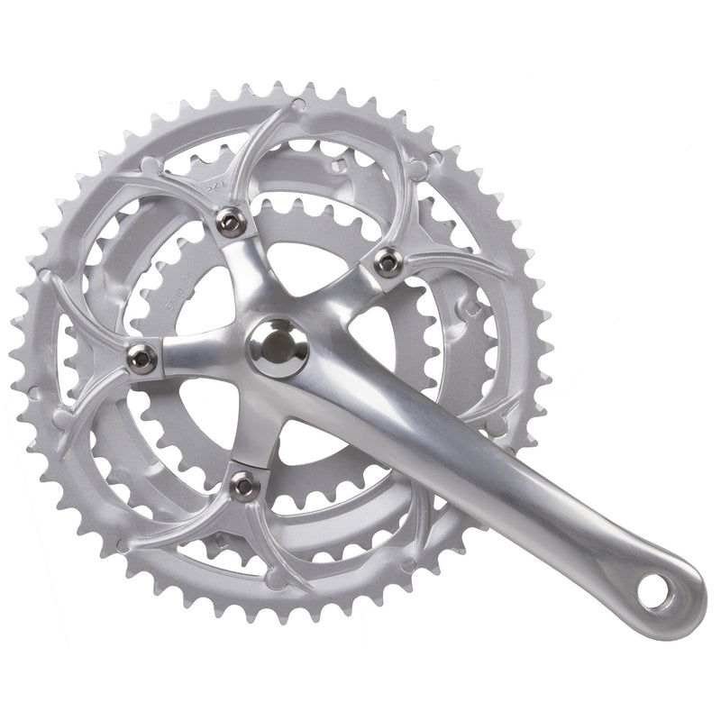 Crankstel Race 3 x 8 speed Mighty 30/42/52T aluminium - zilver