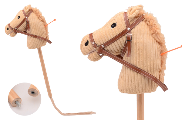 Stokpaard met geluid beige rib 22301