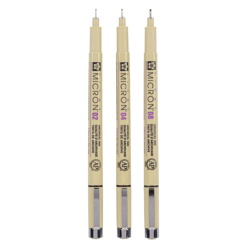 Sakura Pigma Micron Etui 3 Fineliners Zwart 02-04-08