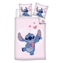 Dekbedovertrek Stitch Hartjes, 140x200cm