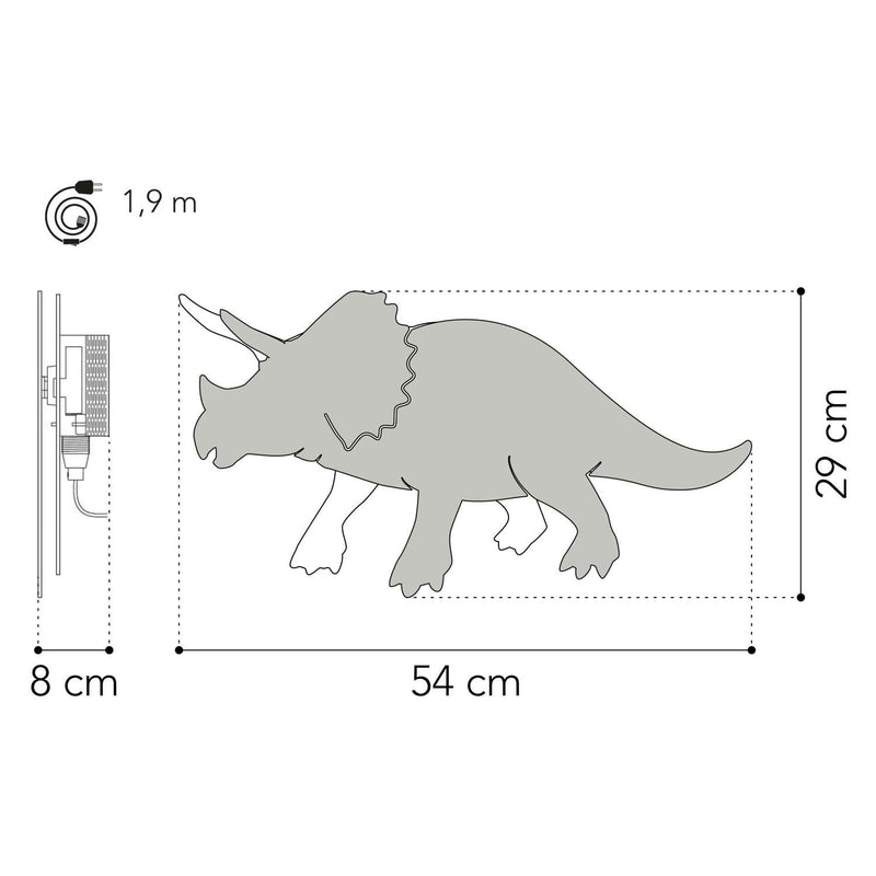 Van Tjalle en Jasper - Dino Wandlamp Triceratops - Hout