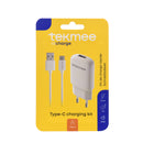 Tekmee thuislader 2.0A set USB / USB-C 1m