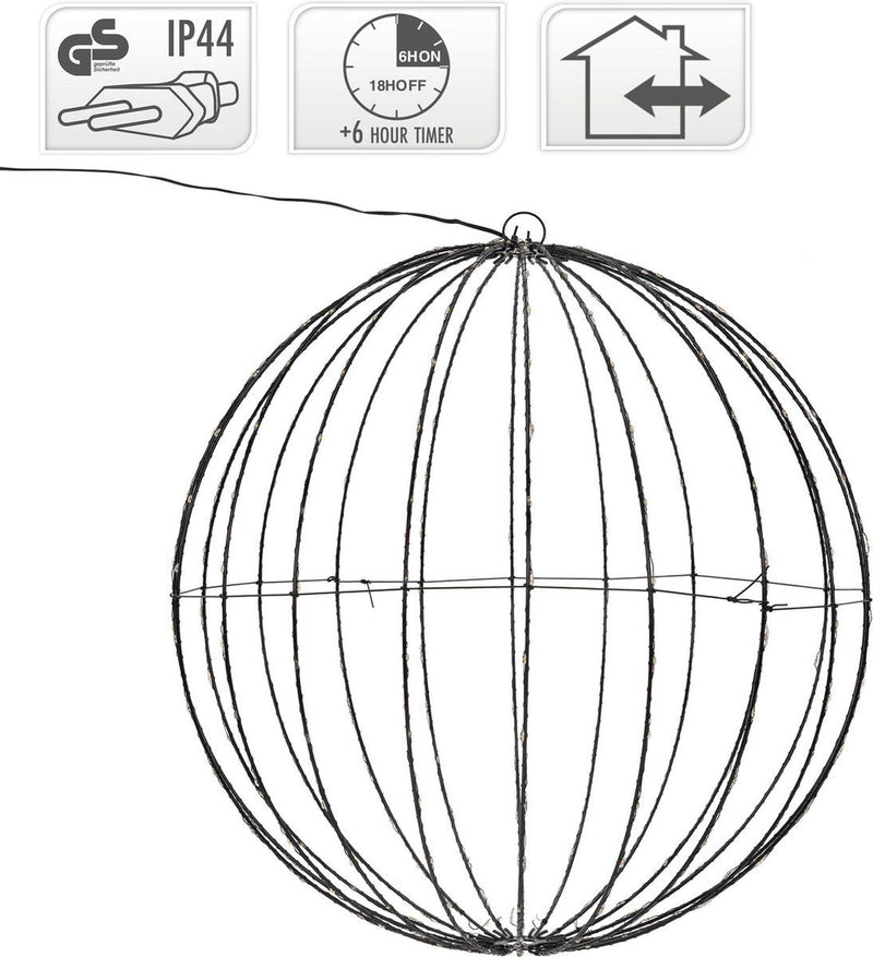 Lichtbol Zwart Metaal 40 cm 240 LEDs Timer IP44