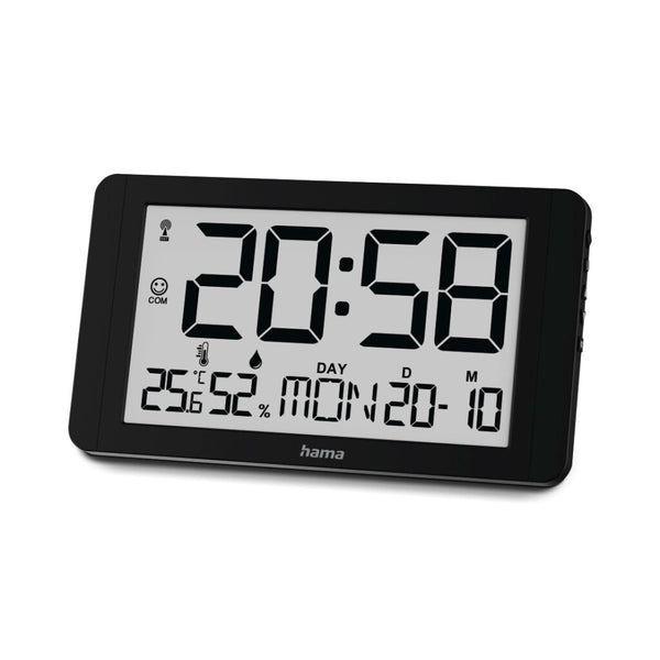 Hama Digitale DCF Wandklok Cuba + Thermometer en Hygrometer Zwart