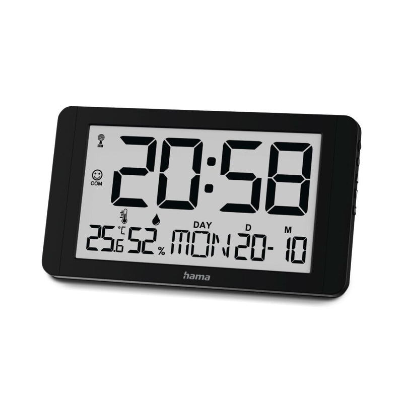 Hama Digitale DCF Wandklok Cuba + Thermometer en Hygrometer Zwart