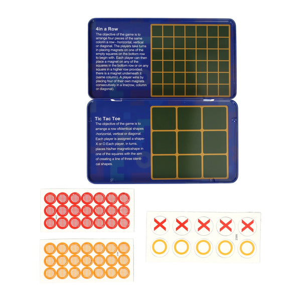 Magnetische Reisspel in Blik Tic, Tac, Toe & 4 op een Rij