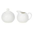 Porseleinen Melkkan en Suikerpot met Diamond Motief Wit