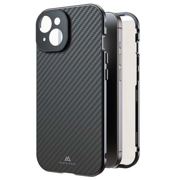 Black Rock 360 Glas Cover Voor Apple IPhone 15 Real Carbon