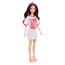 Barbie Fashionista Pop Witte Jurk Donker Haar
