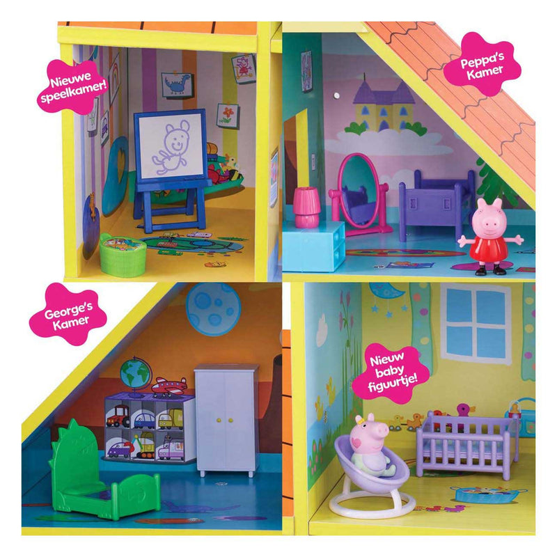 Peppa Pig Houten Poppenhuis met 9 Kamers