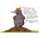 Over een kleine mol die wil weten wie er op zijn kop gepoept
