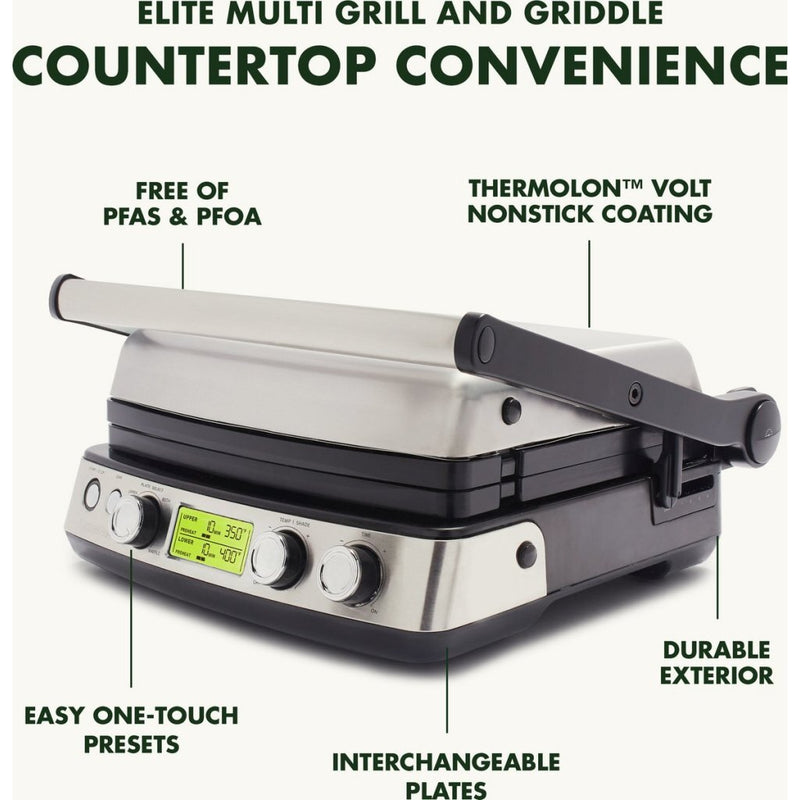 GreenPan Elite Contactgrill RVS/Zwart