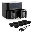 GreenPan Bistro Dual Zone Airfryer 2x 4L 3000W + 9-delige Bakset Zwart