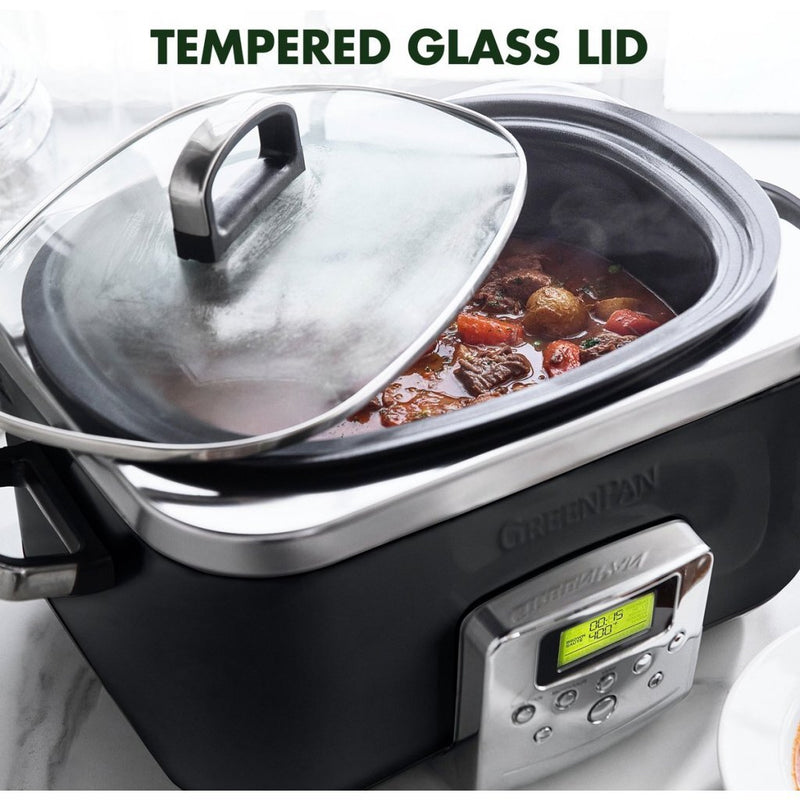 GreenPan Elite Slowcooker 6L Zwart/Zilver