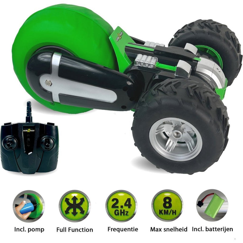 Gear2Play RC Air Rebound Stuntauto met 3 Wielen Groen/Zwart