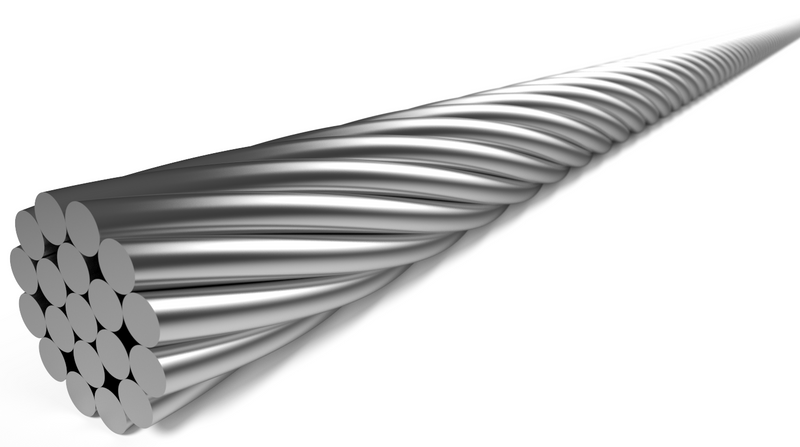 Schakel binnenkabel 3000 mm 1×19 draads RVS ø1,1mm met N-nippel ø4×4mm(doos à 50 stuks) - Zilver