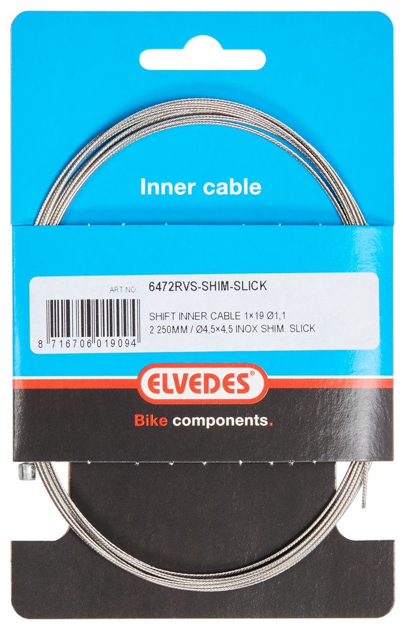 Schakel binnenkabel Elvedes 2250 mm 7×7 draads RVS Slick ø1,1mm met N-nippel ø4×4 mm (doos à 50 stu