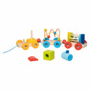 Goki Houten Trein Rio met Blokken, Kralenlabyrint, Rammelaar