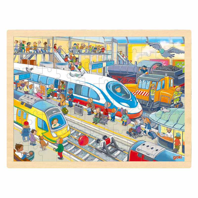 Goki Houten Puzzel Treinstation, 96st.