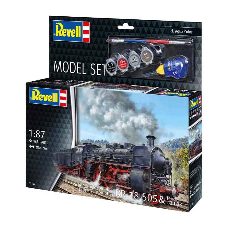 Revell Modelbouwpakket - Schnellzuglokomotive BR18505 with Tender 1:87 - 163dlg.