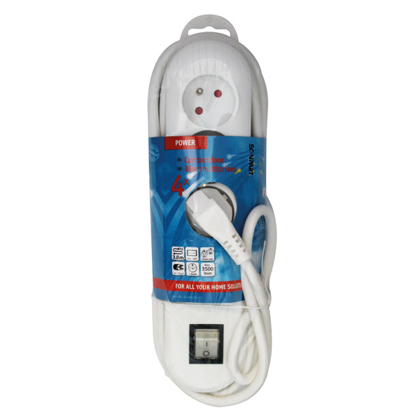 Scanpart Tafelcontactdoos 4-Voudig + Schakelaar BE Wit