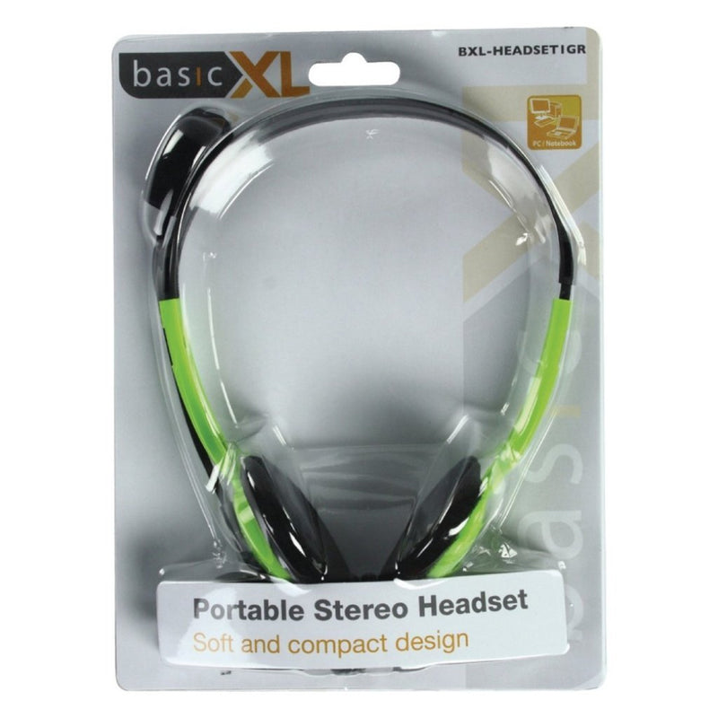 BasicXL BXL-HEADSET1 Stereo Headset Groen/Zwart