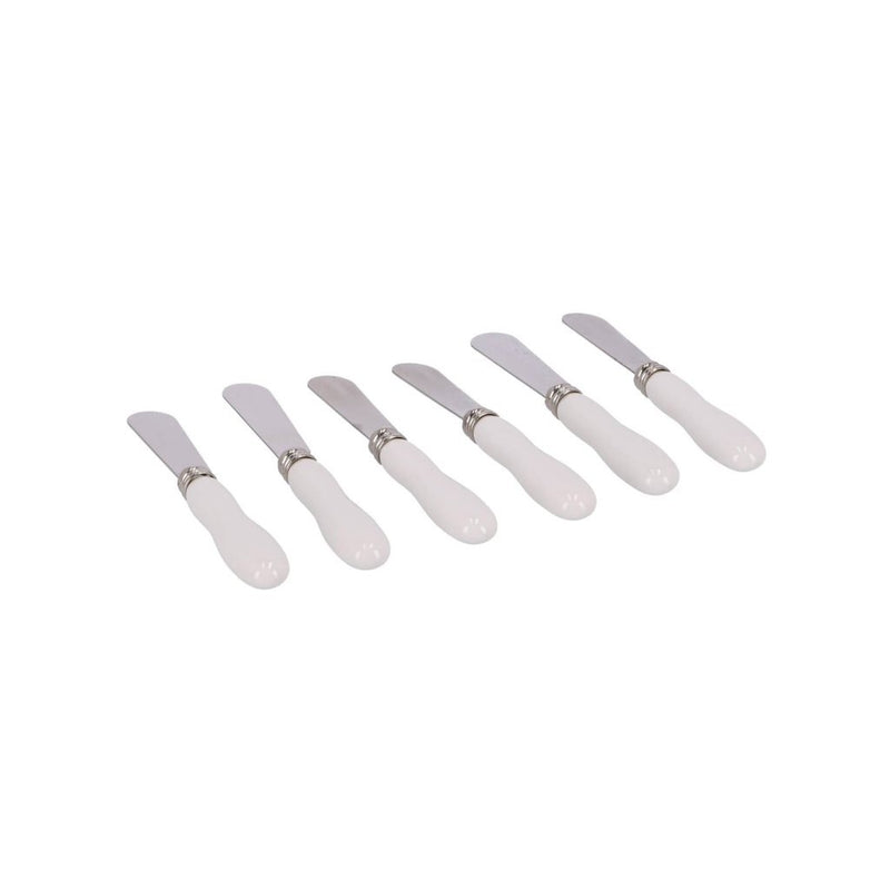 CosyandTrendy Botermesjes 13.5 cm 6 Stuks RVS/Wit