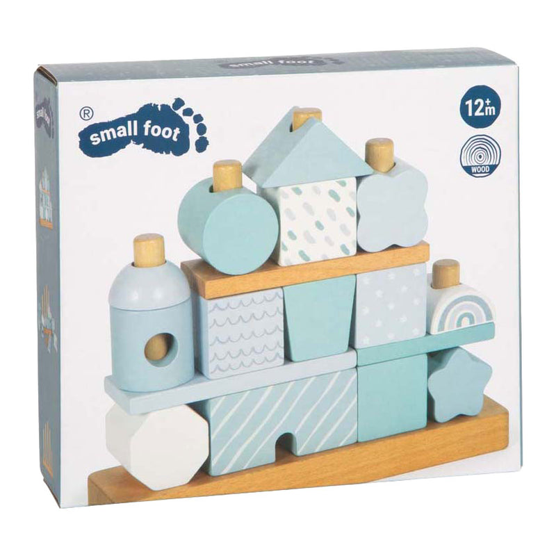 Small Foot - Houten Stapelhuis Blauw - 18dlg.