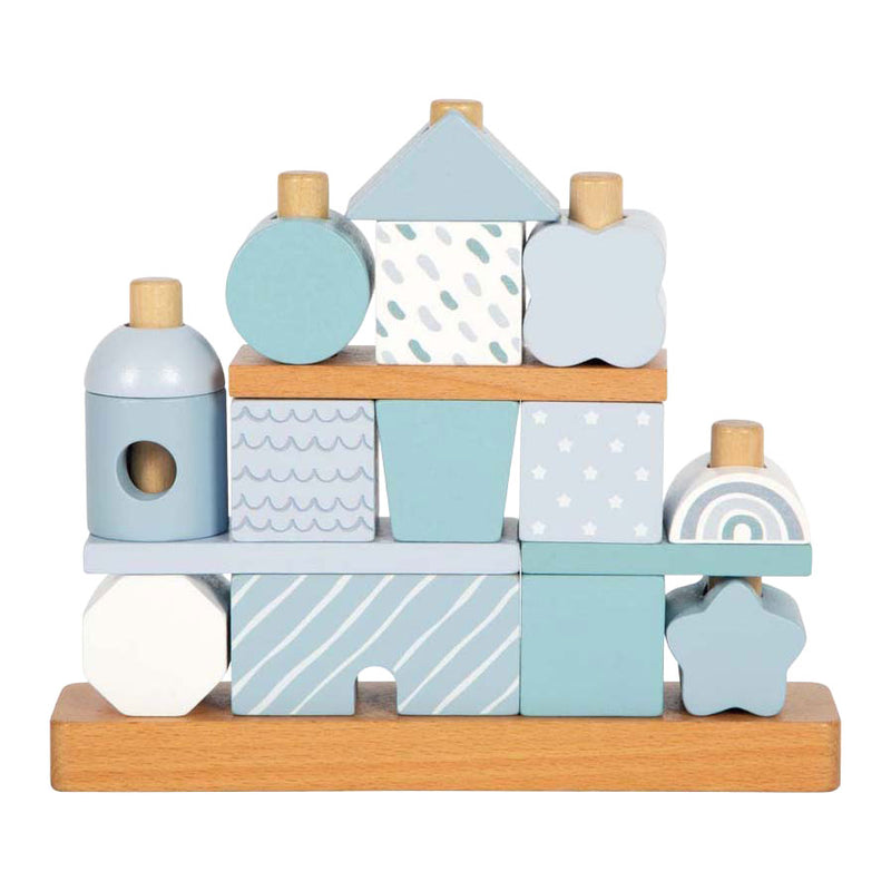 Small Foot - Houten Stapelhuis Blauw - 18dlg.