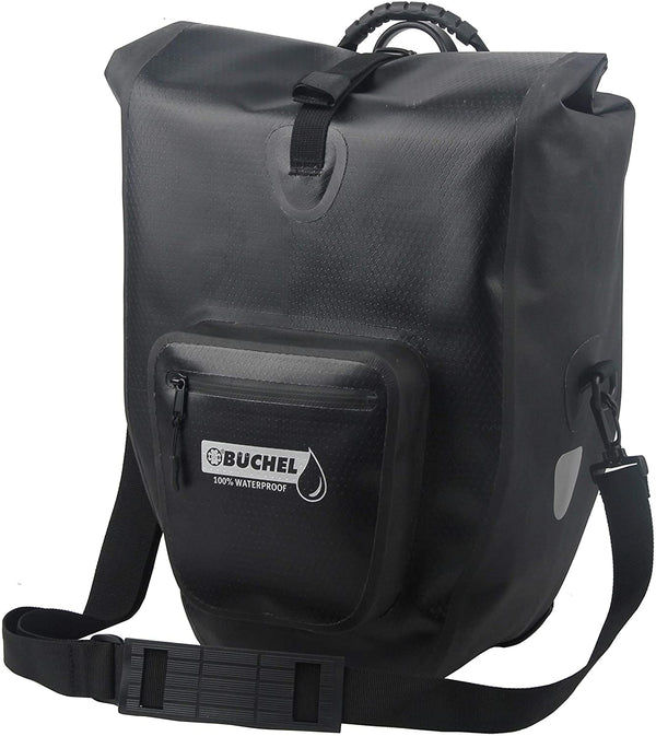 Enkele fietstas Büchel 100% premium waterdicht 25,4 liter - zwart