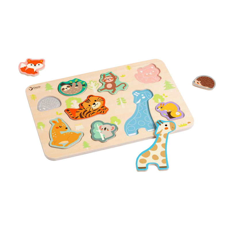 Classic World Houten Inlegpuzzel Dieren Puzzel, 10st.