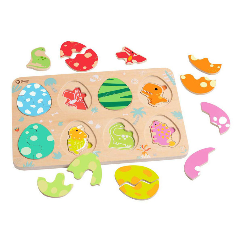 Classic World Houten Inlegpuzzel Dinosaurus, 25st.