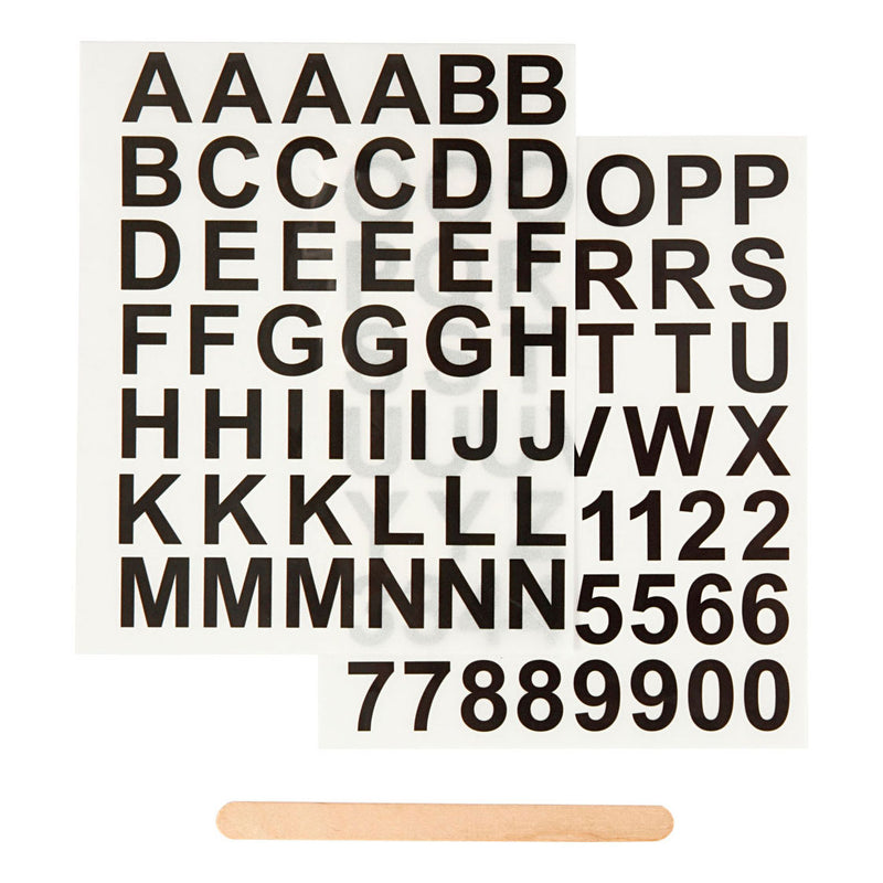 Rub-On Stickers Letters en Cijfers Zwart, 2 Vellen
