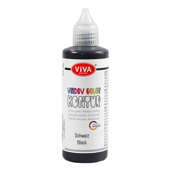 Window Color Contour Sticker en Glasverf - Zwart, 90ml