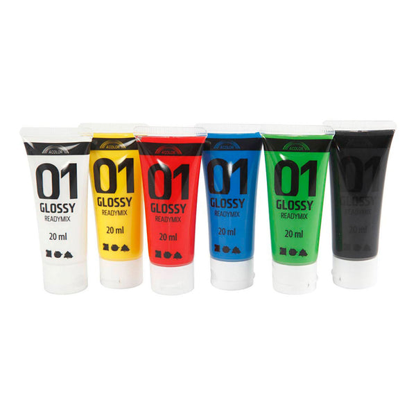 Acrylverf voor Kidneren Glossy Standaardkleuren, 6x20ml
