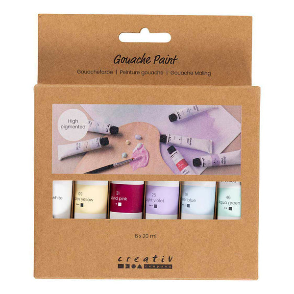 Gouacheverf Pastelkleuren - 6x20ml.