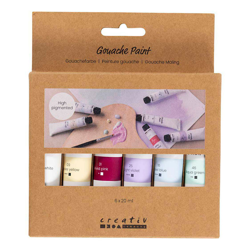 Gouacheverf Pastelkleuren - 6x20ml.