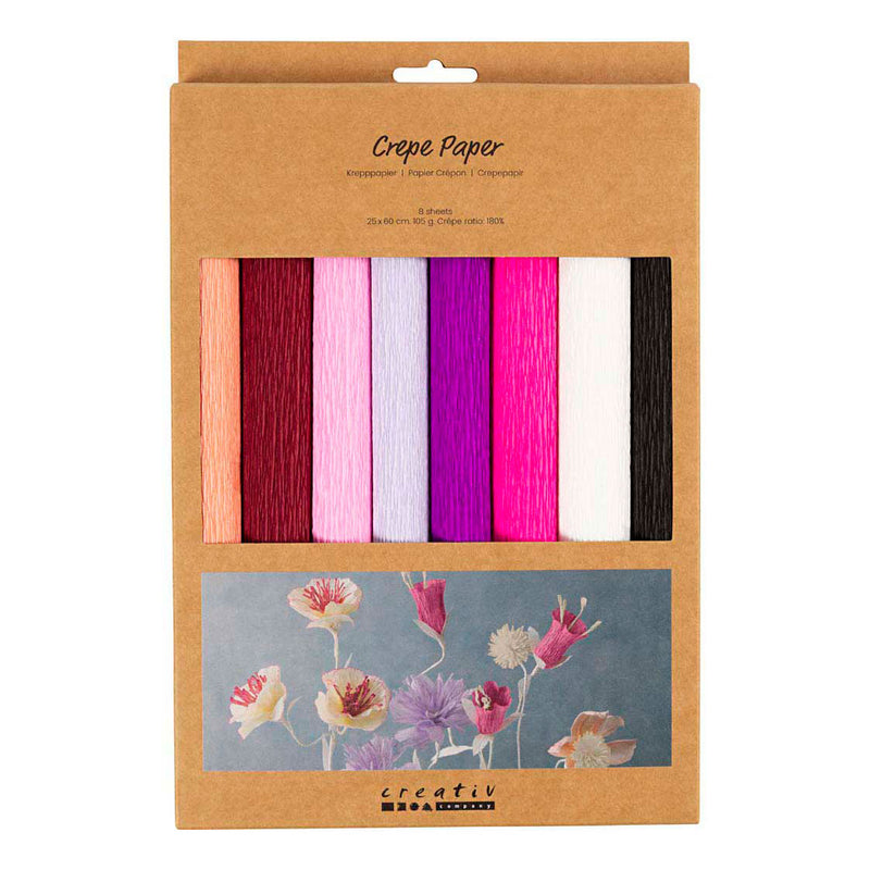 Crepepapier Paars en Roze Harmonie - 8st.