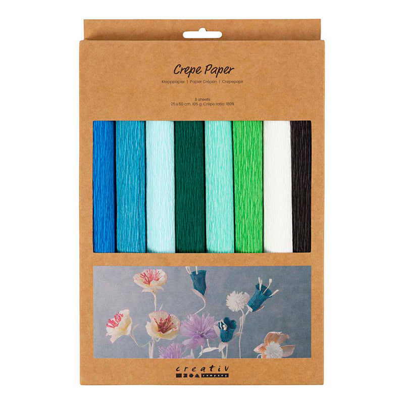 Crepepapier Blauw en Groen Harmonie - 8st.