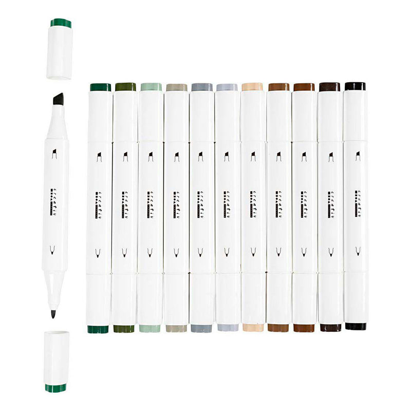 Tekenstift Lijndikte 1+8mm Natuurlijke Kleuren - 12st.